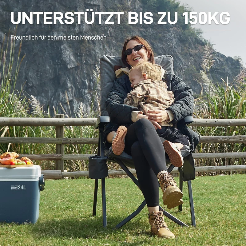 EVER ADVANCED Faltbarer Rückenverstellbarer Campingstuhl - Gepolstert
