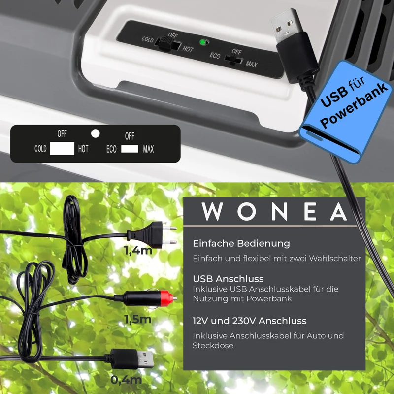 EcoCool 24L Kühlbox Thermoelektrisch 12V/230V Kühlen & Heizen USB