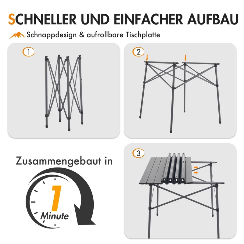 Portal Campingtisch Klappbar Aluminium Tischplatte