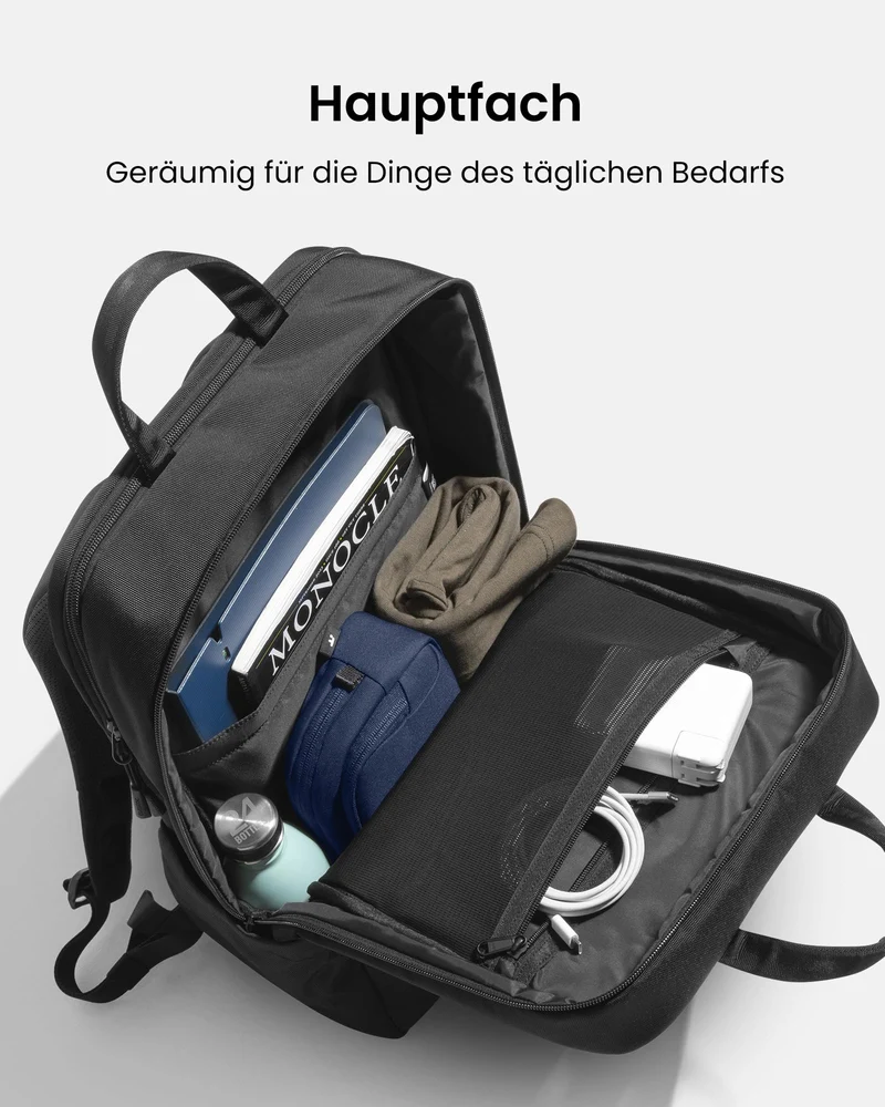 tomtoc 24L Business Laptop Rucksack für 15,6-16 Zoll - Schwarz
