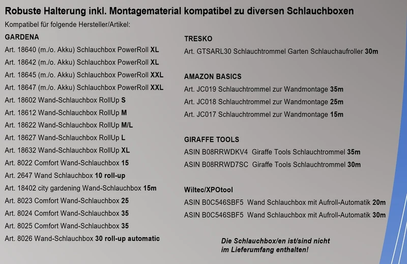 Freistehende Halterung für Schlauchbox & Schlauchtrommel
