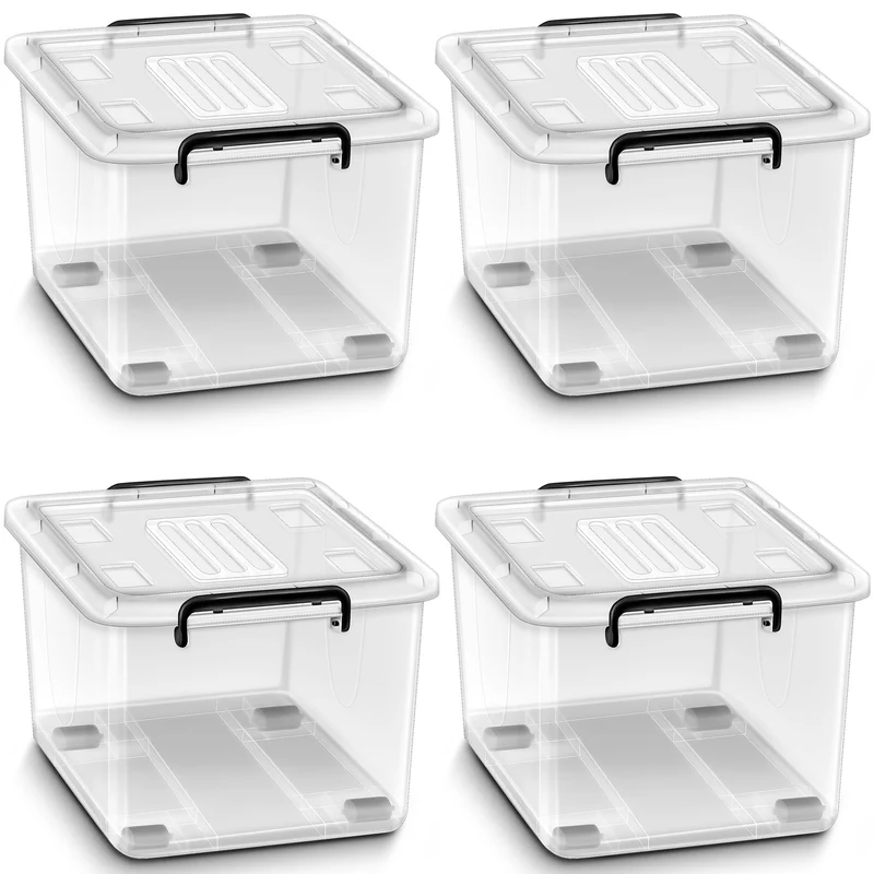 tillvex Aufbewahrungsboxen Set mit Deckel – 4er, 62L, lebensmittelecht