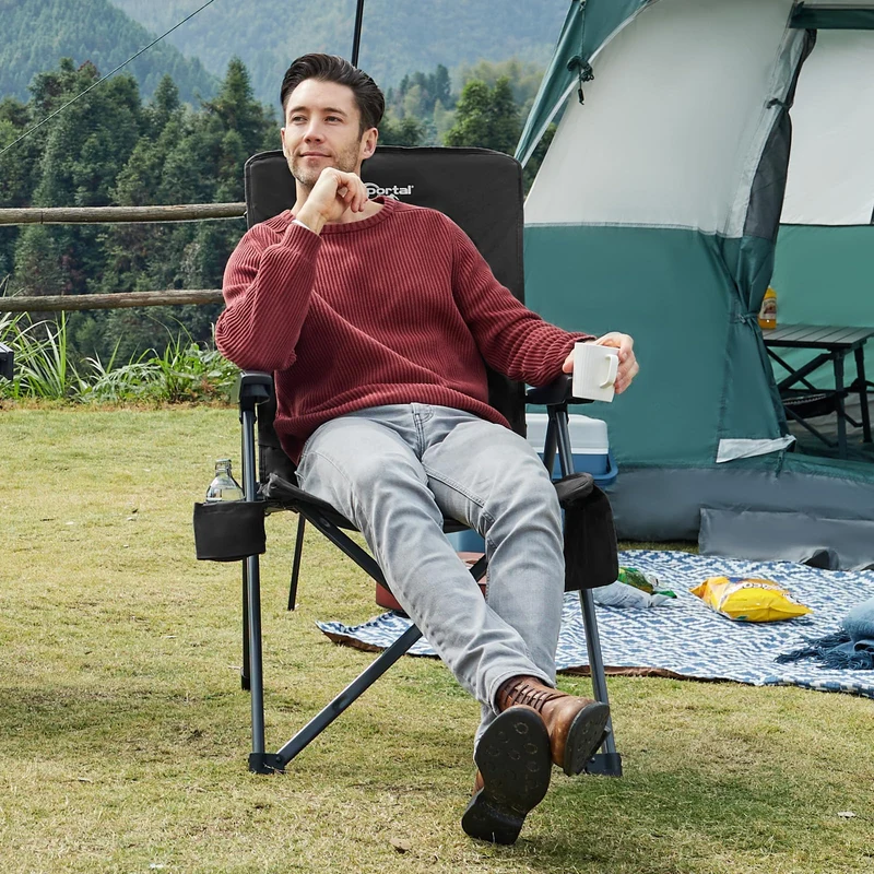 PORTAL Campingstuhl Faltbar – Rücken verstellbar, 160kg Alu