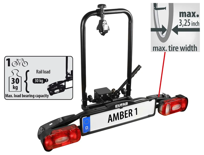 EUFAB AMBER 1 Fahrradträger 11559 – 1 E-Bike, Schwarz