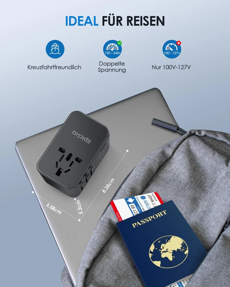 EPICKA TA-105 Max Universal Reiseadapter - GaN 75W Schnelllader