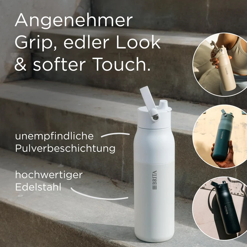 BRITA LARQ Essential Edelstahl Isolierflasche - Schwarz 1l
