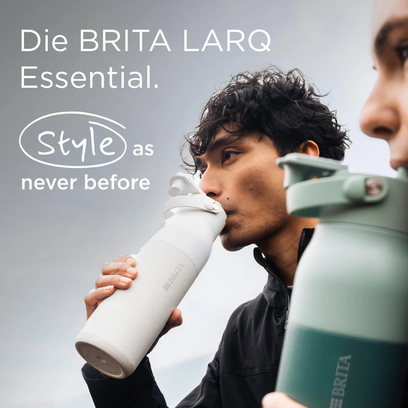 BRITA LARQ Essential Edelstahl Isolierflasche - Schwarz 1l