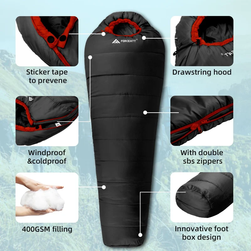 Forceatt Schlafsack Deckenschlafsack 3-4 Jahreszeiten - 0-20°C
