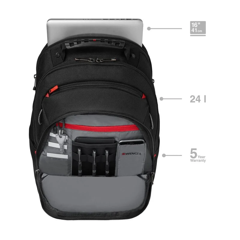 WENGER Legacy Laptop-Rucksack - bis 16 Zoll Schwarz/Grau (600631)