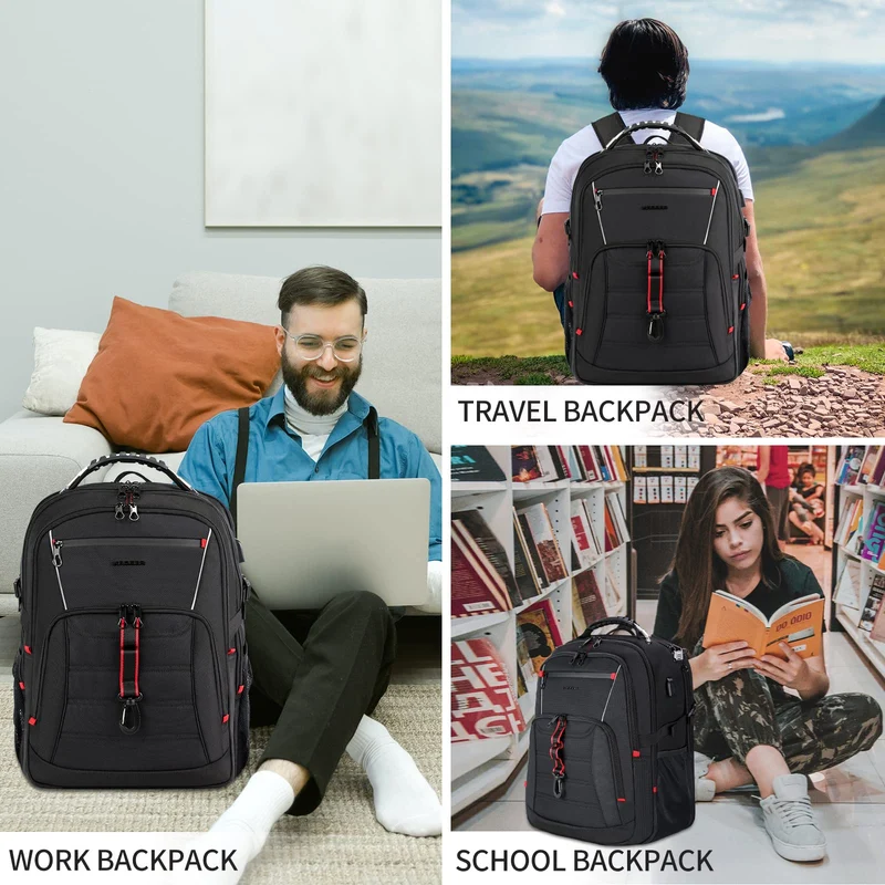 KROSER Laptop Reiserucksack – 18.4 Zoll wasserdicht schwarz