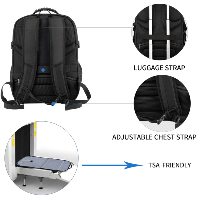 KROSER Laptop Reiserucksack – 18.4 Zoll wasserdicht schwarz