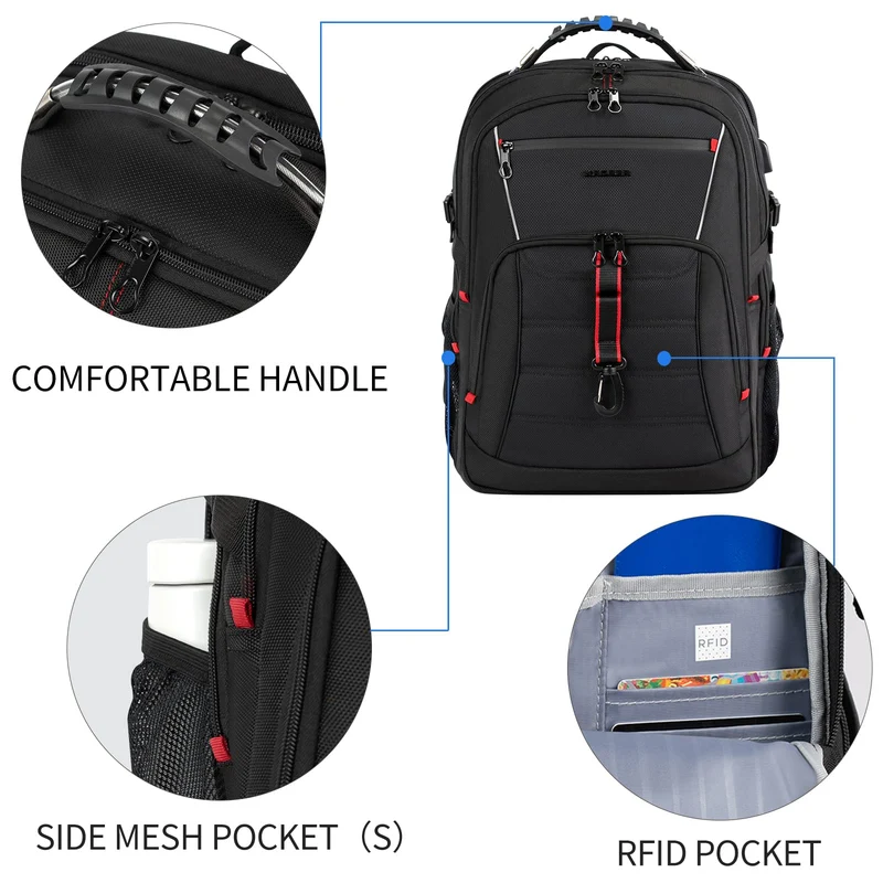 KROSER Laptop Reiserucksack – 18.4 Zoll wasserdicht schwarz
