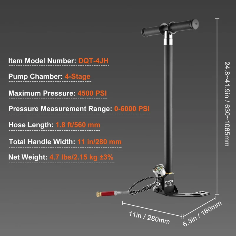VEVOR PCP-Handpumpe Luftgewehrfüllpumpe - 4-stufig
