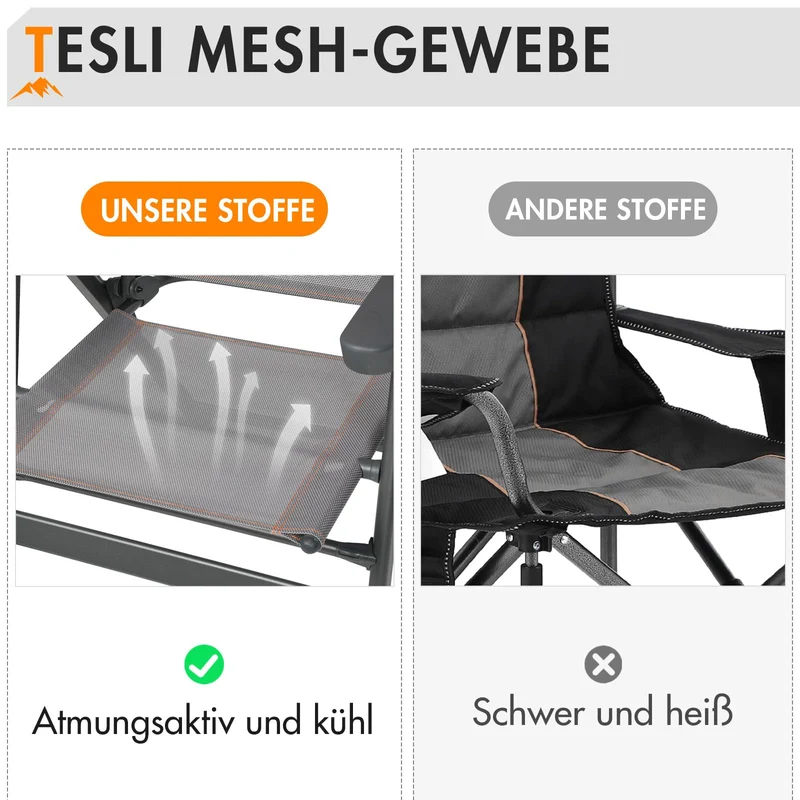 Portal Camping Klappstuhl faltbar 150kg Orange Grau