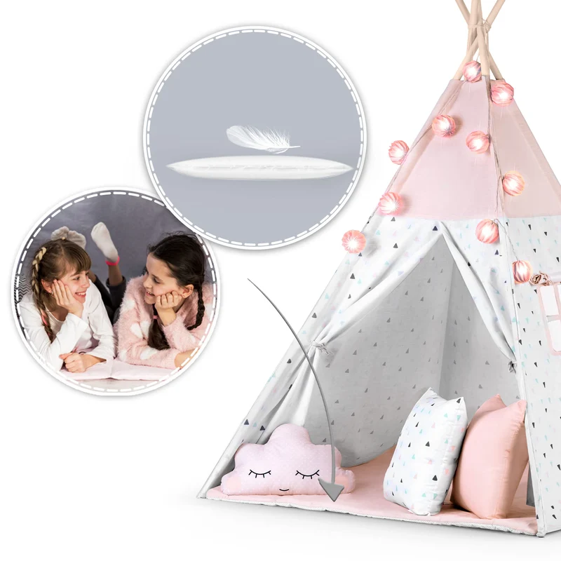 NUKIDO Kindertipi Montessori Spielzelt Baumwolle – Rosa