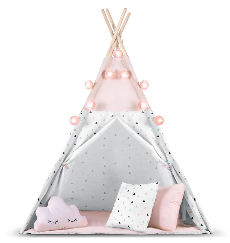 NUKIDO Kindertipi Montessori Spielzelt Baumwolle – Rosa