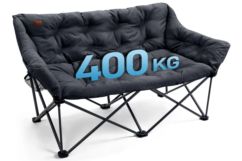 EVER ADVANCED Faltbares Campingsofa 2-Sitzer Gepolstert - Schwarz