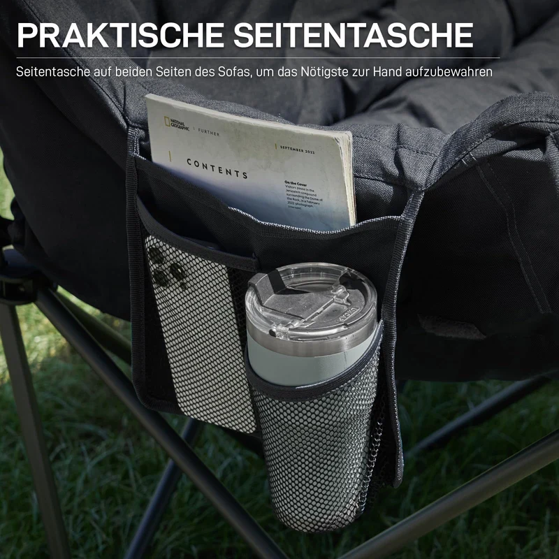 EVER ADVANCED Faltbares Campingsofa 2-Sitzer Gepolstert - Schwarz