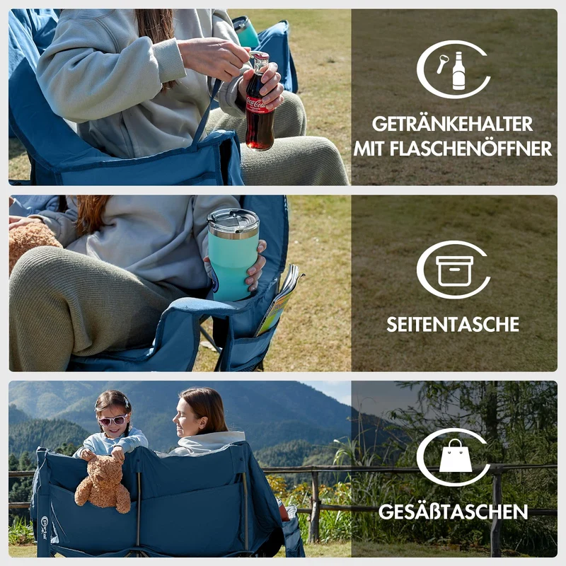 Portal Doppel Klappstuhl Faltsofa – 2 Personen Campingstuhl