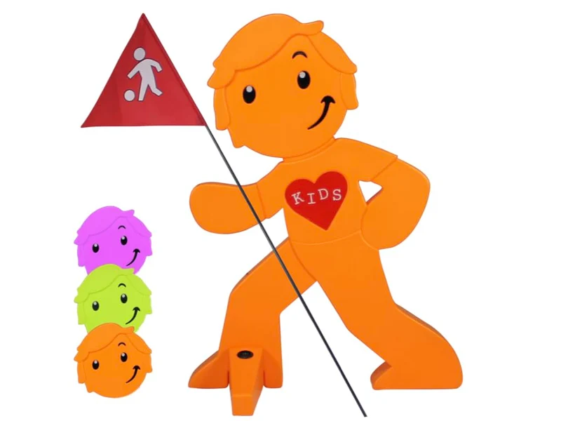 StreetBuddy Warnfigur Fahne Reflektierender Warnaufsteller – Orange