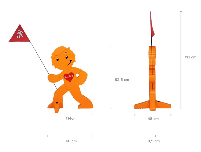 StreetBuddy Warnfigur Fahne Reflektierender Warnaufsteller – Orange