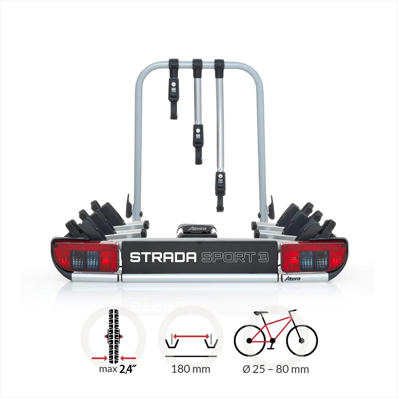 Atera Strada Sport 3 Kupplungsträger für 3 Fahrräder - silber