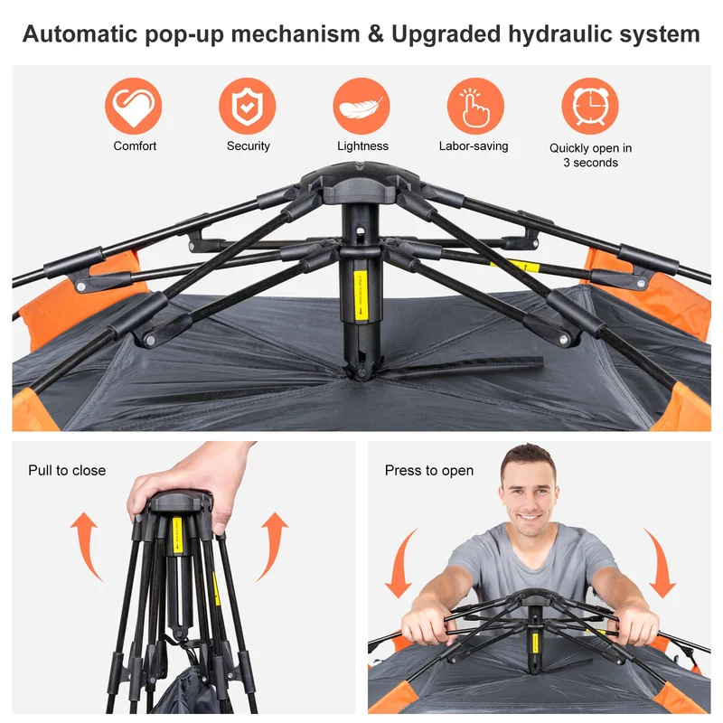 Amflip Automatisches Sofortzelt 2 Personen Ultraleicht - Grau