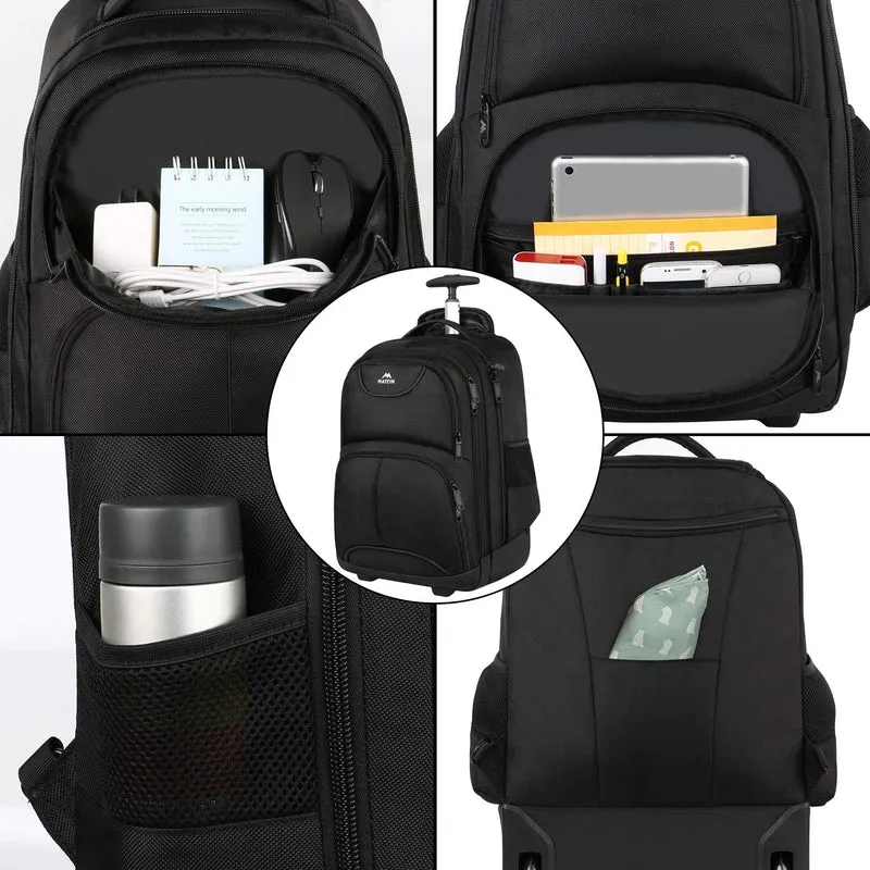 MATEIN Rollen-Rucksack 18 Zoll Laptopfach – Schwarz