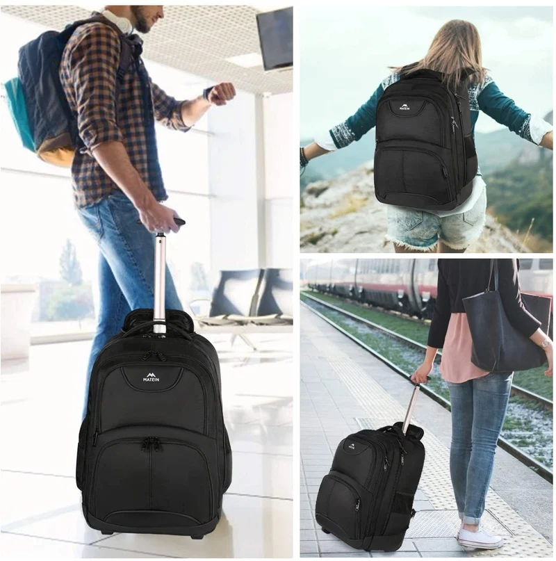 MATEIN Rollen-Rucksack 18 Zoll Laptopfach – Schwarz