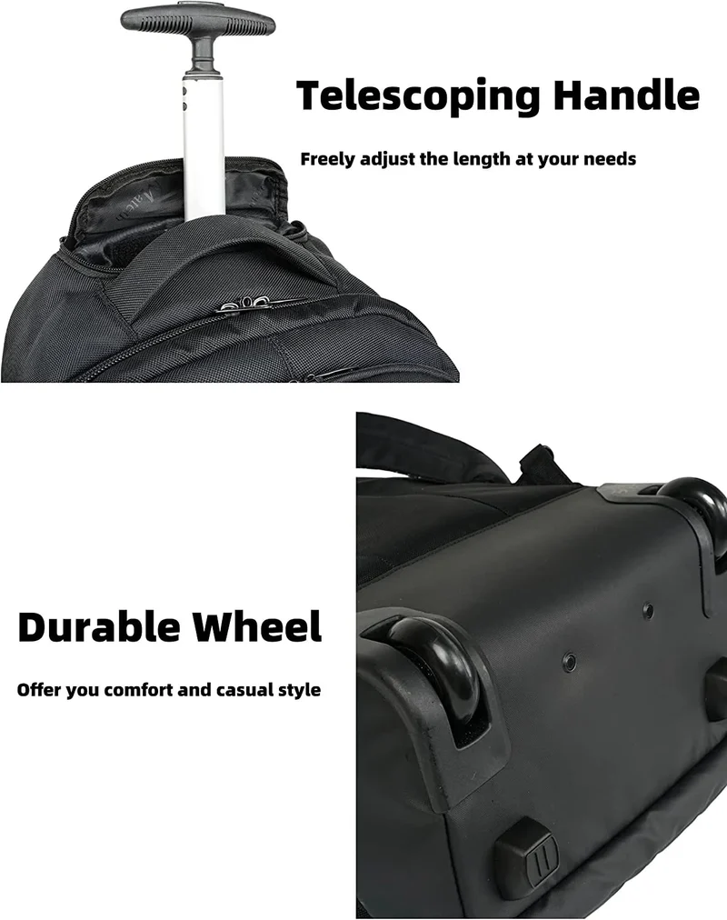 MATEIN Rollen-Rucksack 18 Zoll Laptopfach – Schwarz
