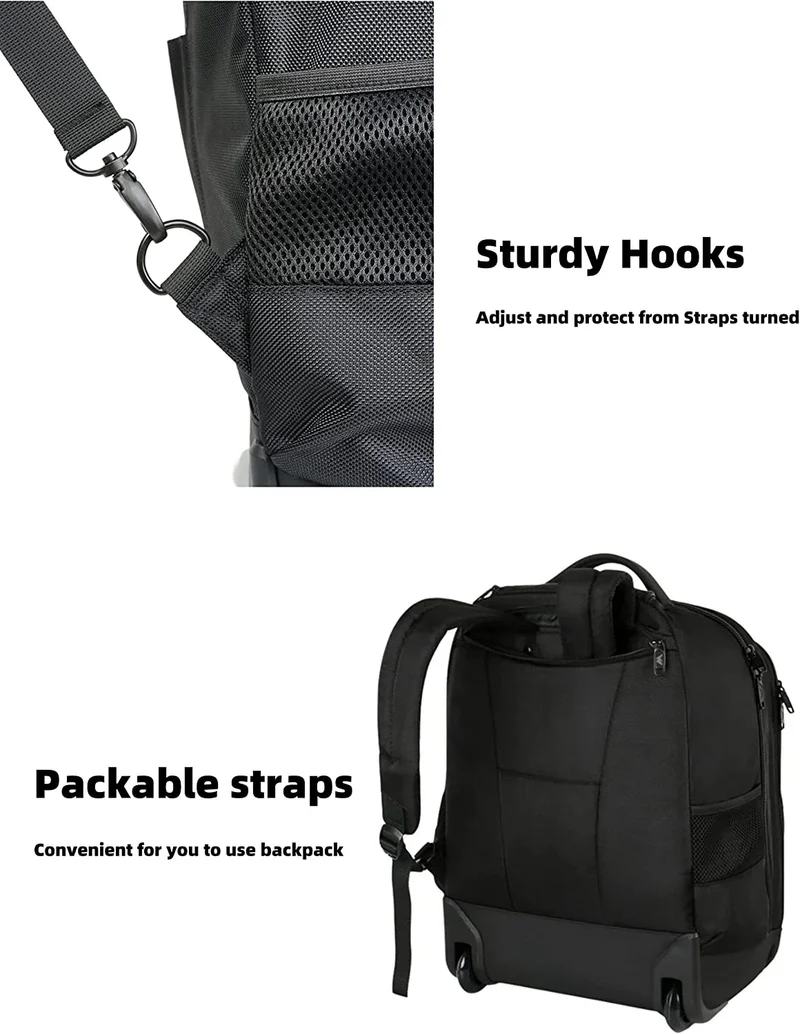 MATEIN Rollen-Rucksack 18 Zoll Laptopfach – Schwarz