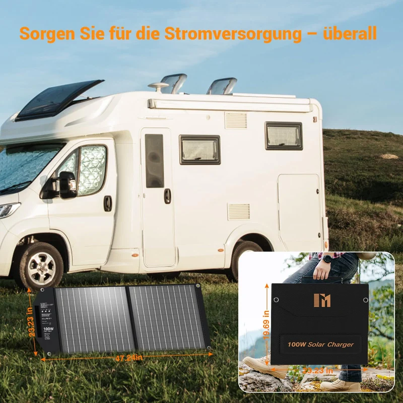 Mesuvida 100W Faltbares Solarpanel Ladegerät – USB-C PD65W