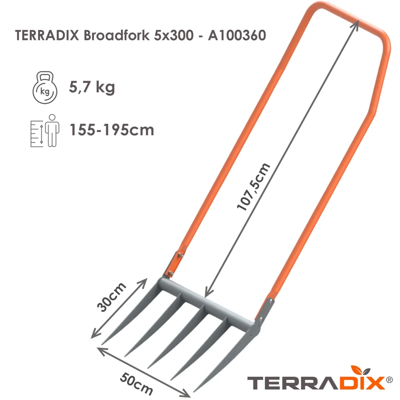 TERRADIX Broadfork 5x300 – Original Tiefenlockerer 50cm