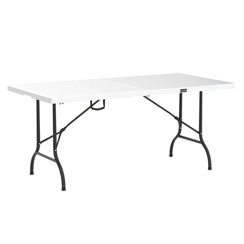 Casaria Klappbarer Gartentisch Kunststoff Wetterfest 183x76cm Weiss