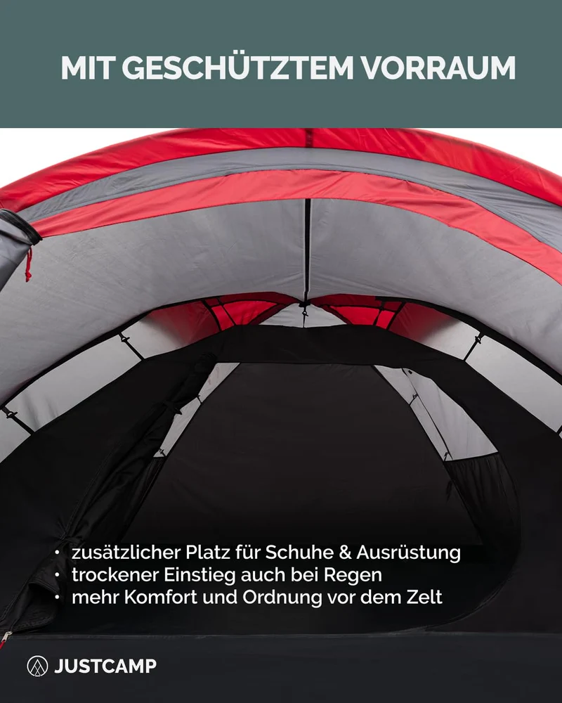 Justcamp Scott Campingzelt - Kuppelzelt 4 Personen Wasserdicht