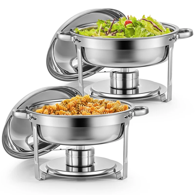 Wilprep Chafing Dish Set Speisenwärmer - 2er Set Rund 5L