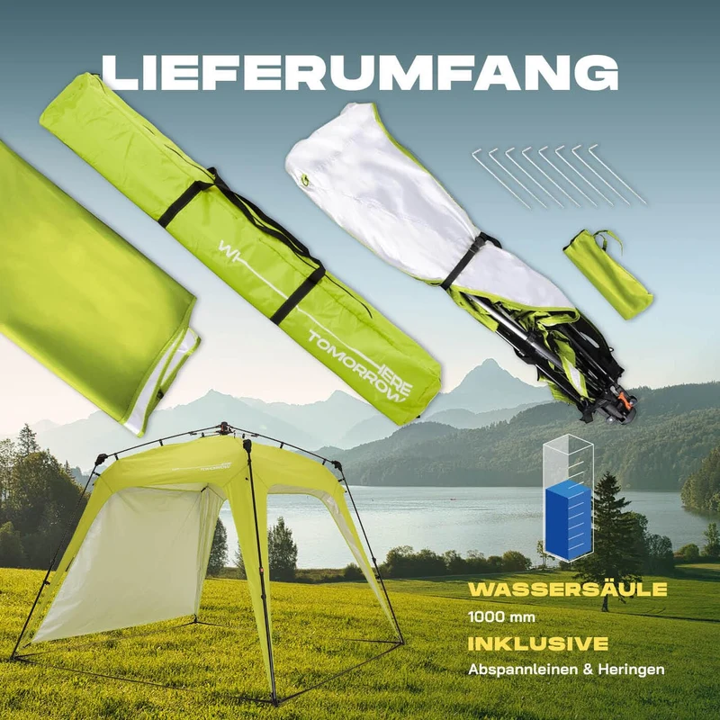 Lumaland Outdoor Pavillon 2.5x2.5m Pop Up Zelt - Grün