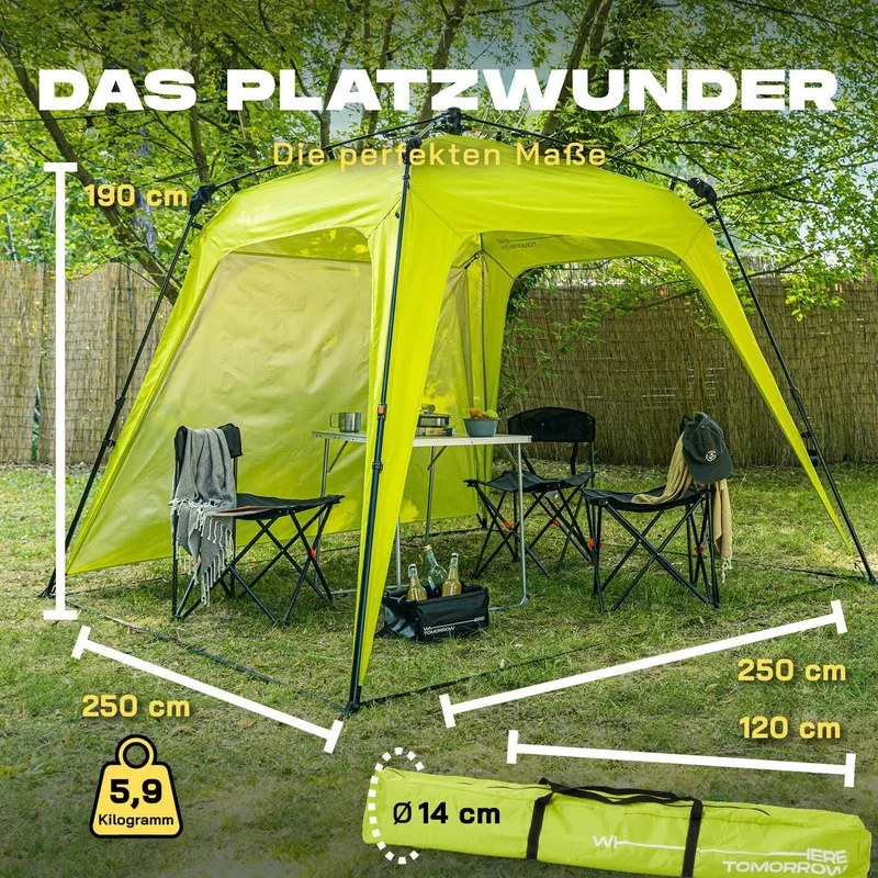 Lumaland Outdoor Pavillon 2.5x2.5m Pop Up Zelt - Grün