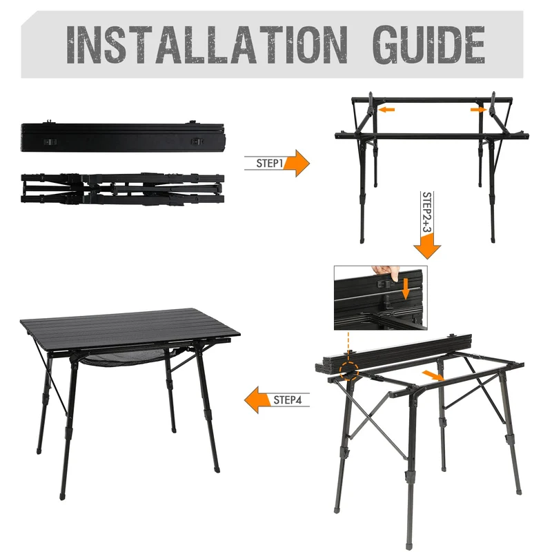 Portal Campingtisch faltbar höhenverstellbar - 90x53cm