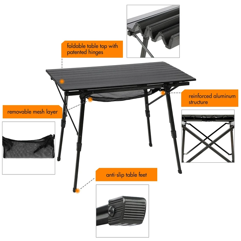 Portal Campingtisch faltbar höhenverstellbar - 90x53cm