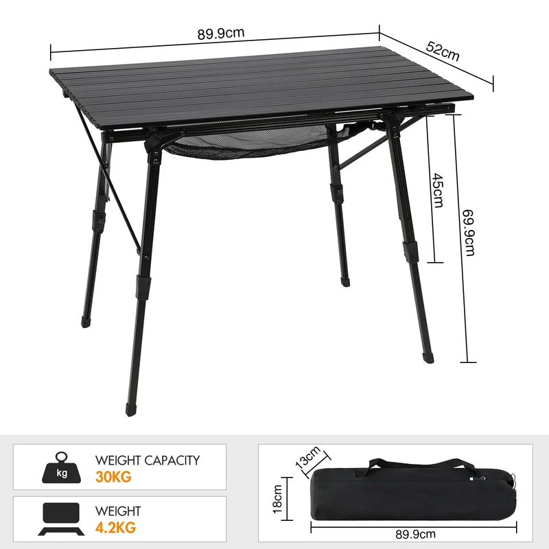 Portal Campingtisch faltbar höhenverstellbar - 90x53cm