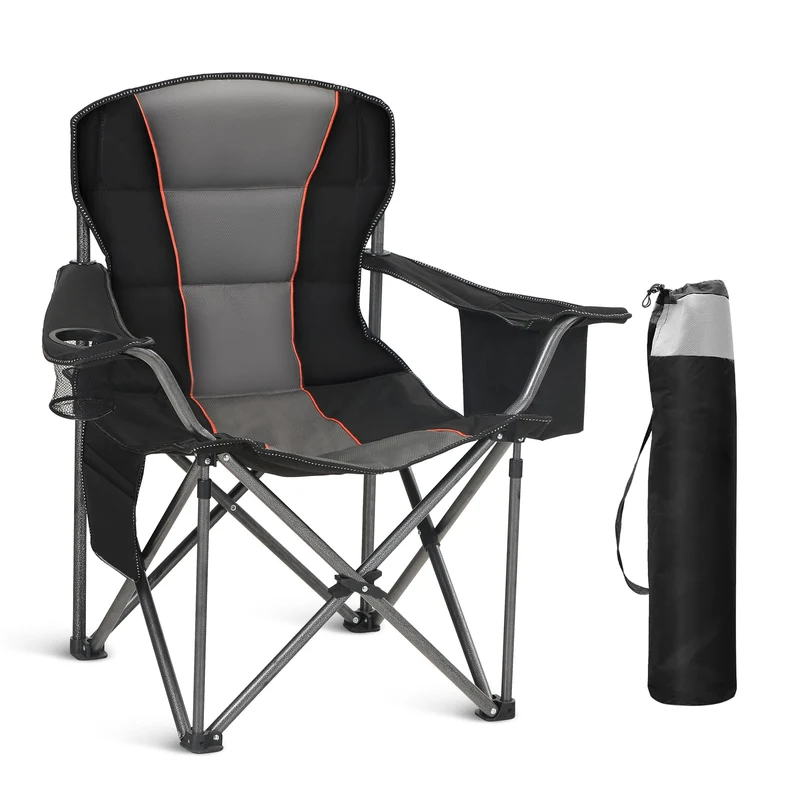 HIGH POINT SPORTS Campingstuhl XXL Faltbar Gepolstert – Schwarz 200kg
