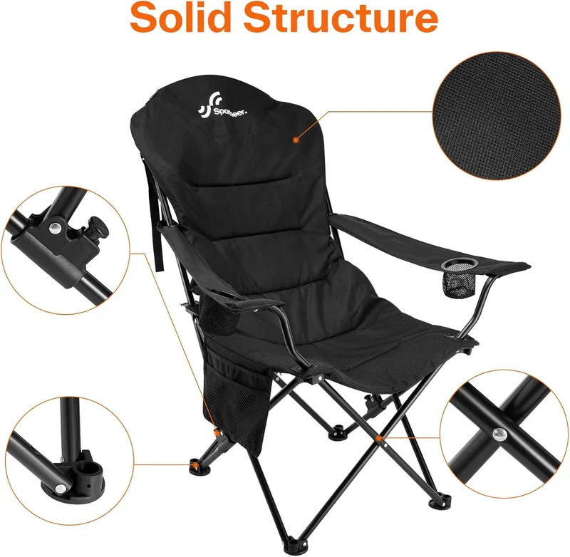Sportneer Campingstuhl Faltbar Klappstuhl - Schwarz 2er-Pack