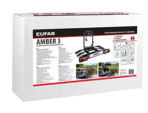 EUFAB AMBER 3 Fahrradträger - E-Bike Anhängerkupplung Schwarz