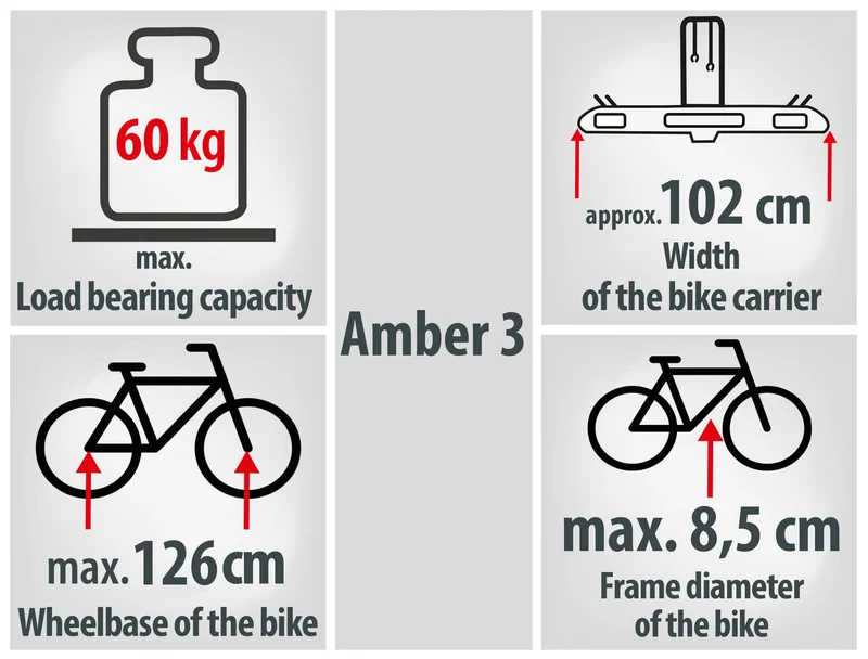 EUFAB AMBER 3 Fahrradträger - E-Bike Anhängerkupplung Schwarz