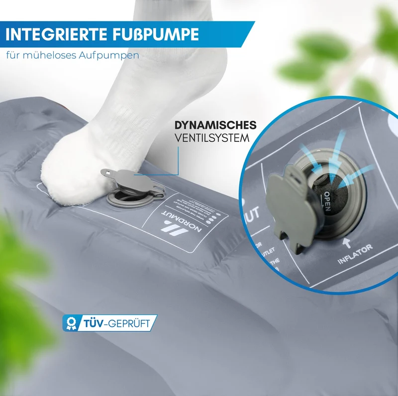 NORDMUT Selbstaufblasende Isomatte 10cm – Camping Grau