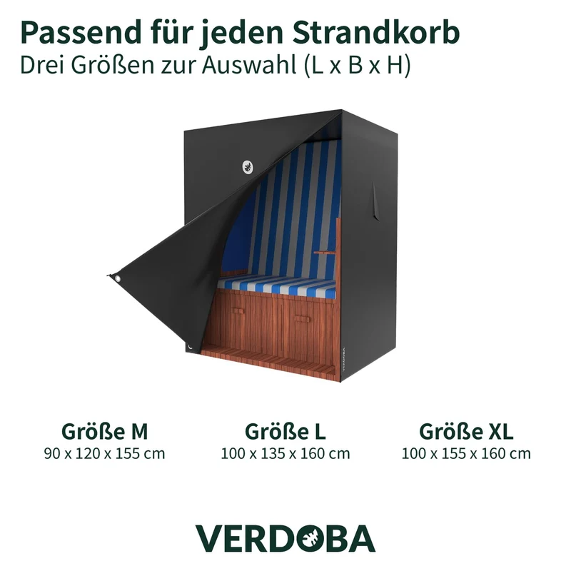 VERDOBA Strandkorb Schutzhülle Winterfest 600D - 90x120x155cm