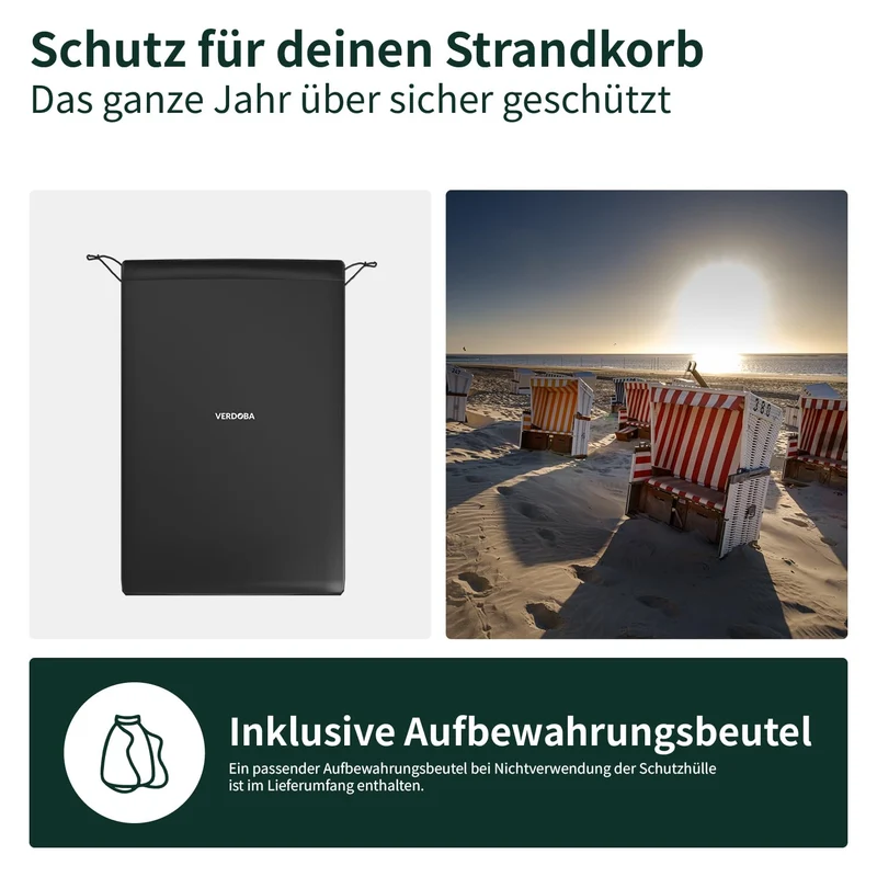 VERDOBA Strandkorb Schutzhülle Premium Winterfest – 100x135x160 cm