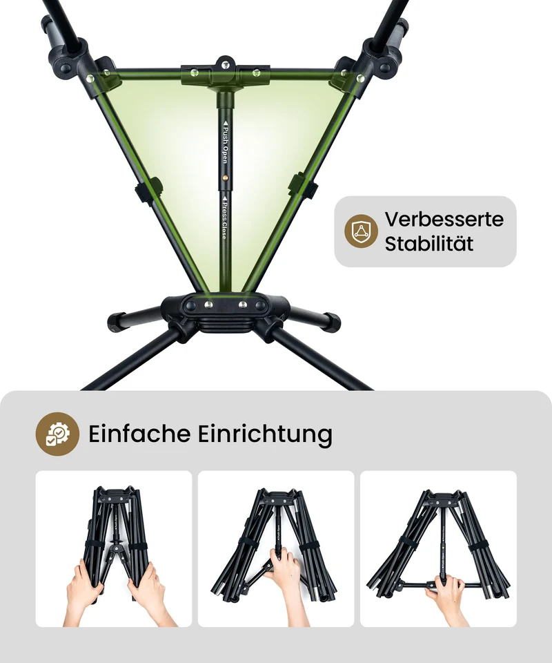 OneTigris TIGERBLADE Hochlehner Campingstuhl Ultraleicht - Schwarz