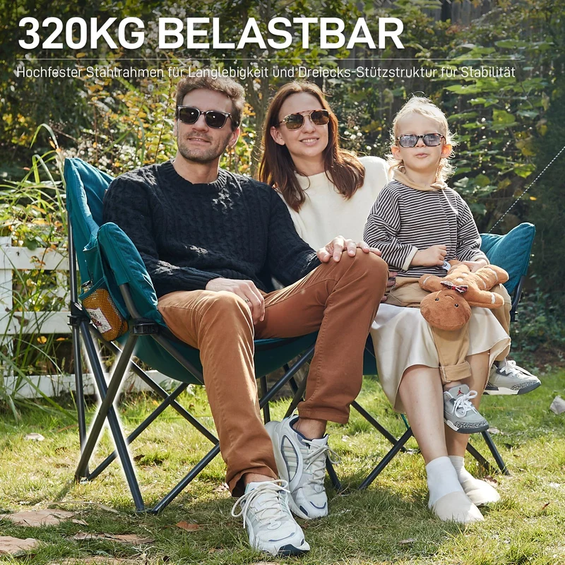 EVER ADVANCED Campingsofa Faltbar 2-Sitzer XXL - Grün